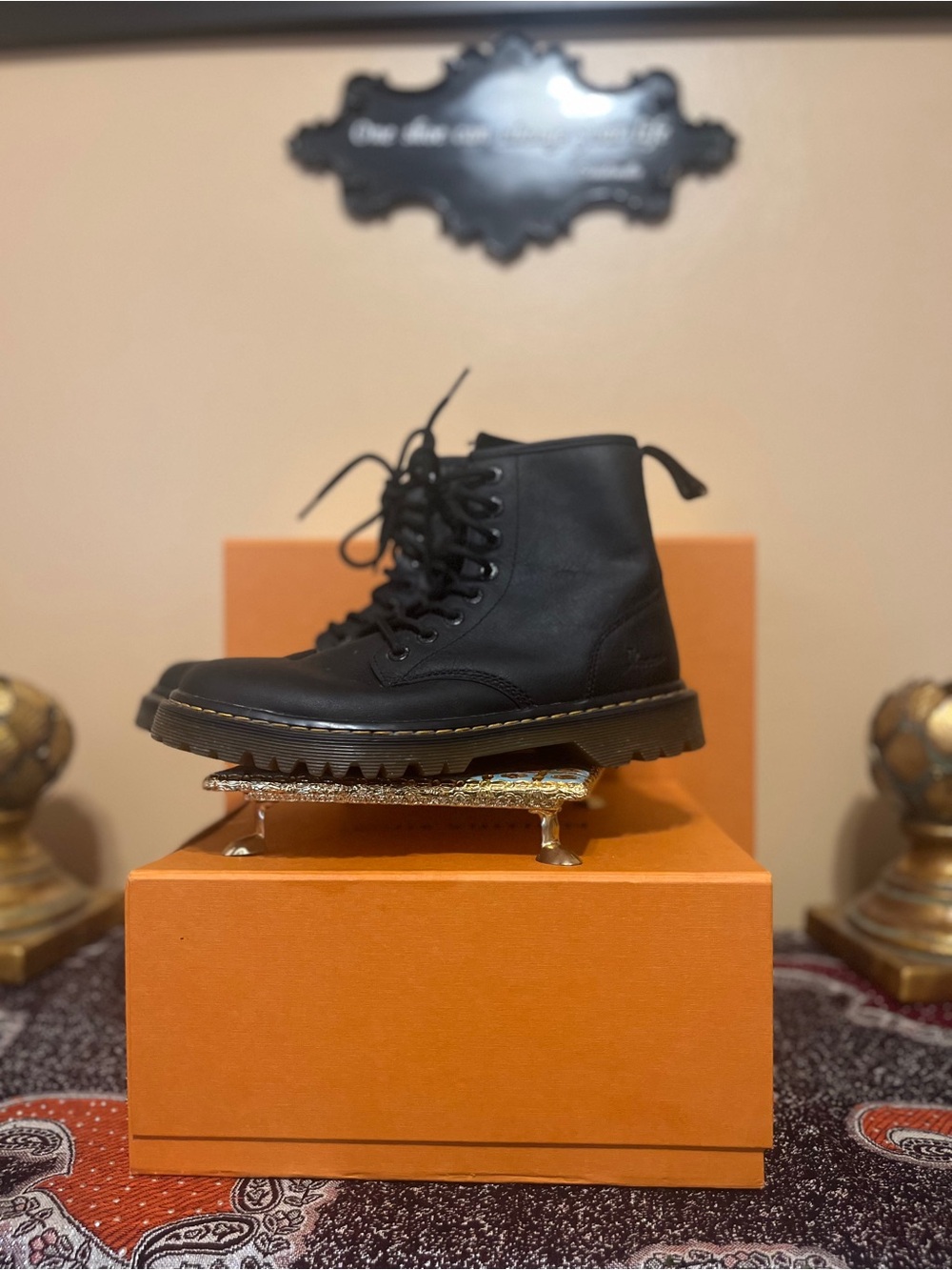 Dr Martens Boots Sz 8 Men / 9 Women - Soft Toe Work Black Smooth Leather Ankle